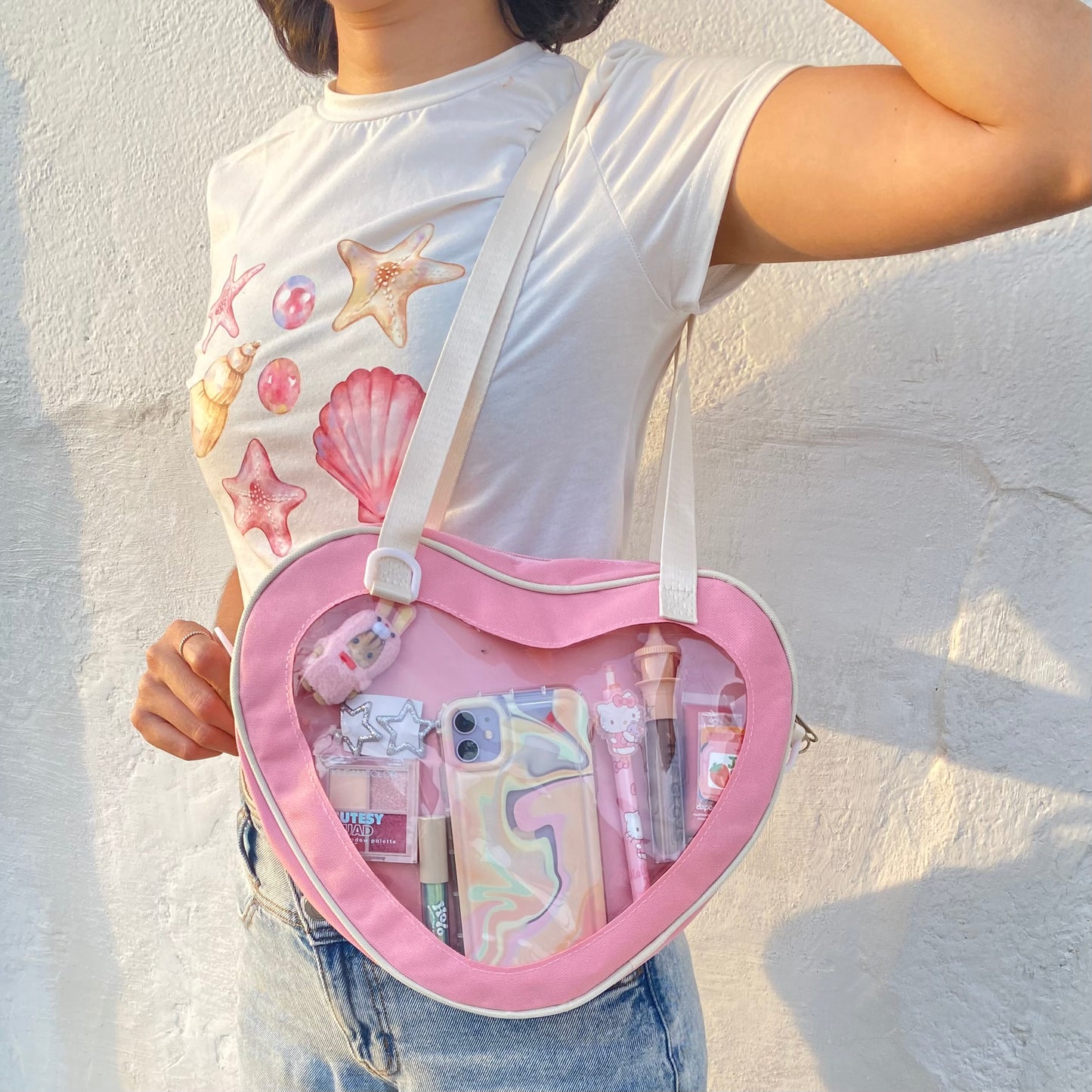 Bolsa de corazón transparente