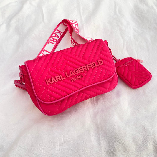 Crossbody de tela, tipo Karl Lagerfeld, con monedero